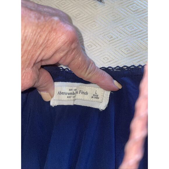 Abercrombie & Fitch Polka Dot Navy and White Swing Dress Size Large - Picture 7 of 15